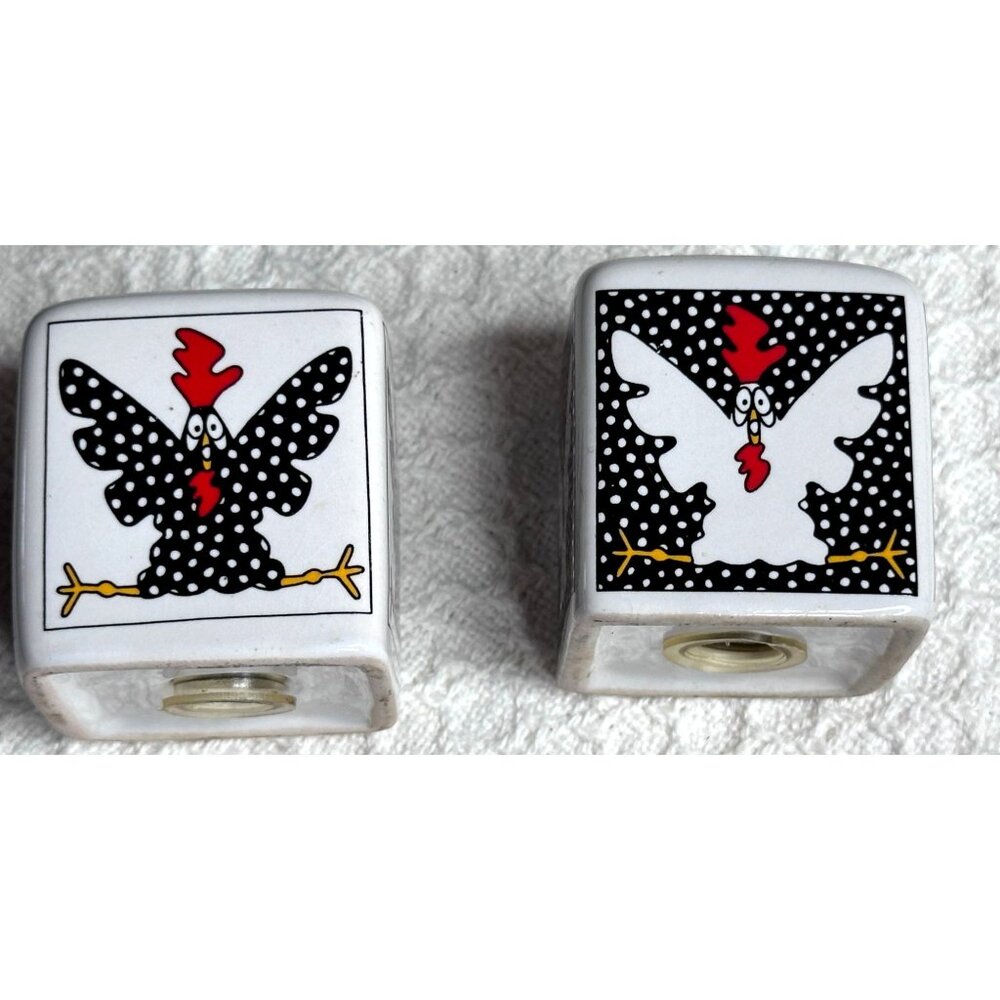 Ceramic Chicken Rooster Salt Pepper Shakers Set Polka Dot Design Replacement